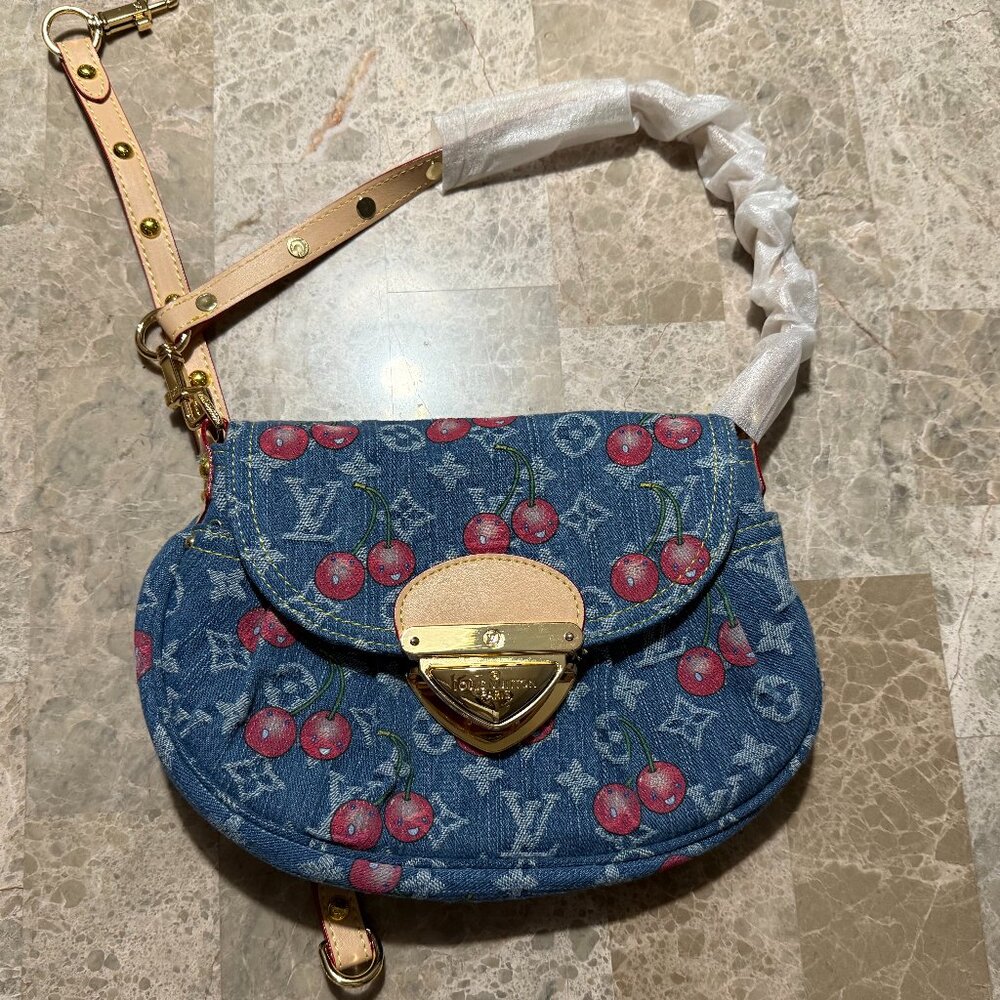 Cherry Denim Fashion Bag w/2 Straps! Crossbody or Shoulder and PERFECTION w/BAG!